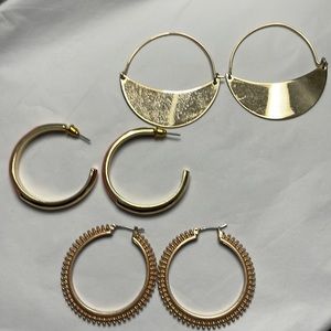 Gold costume earrings 3 sets.